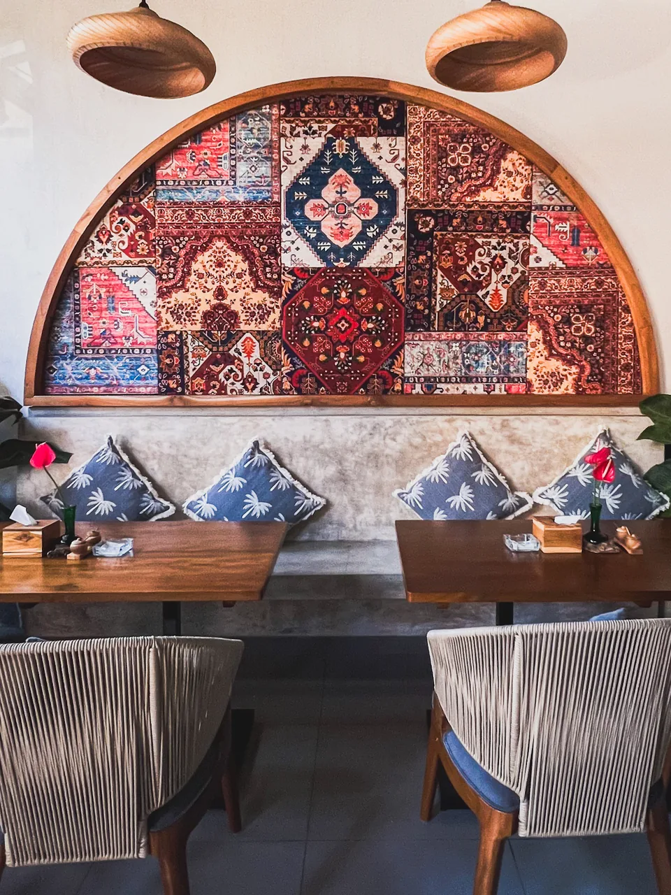 Decorative booth and dining nook at Seminyak