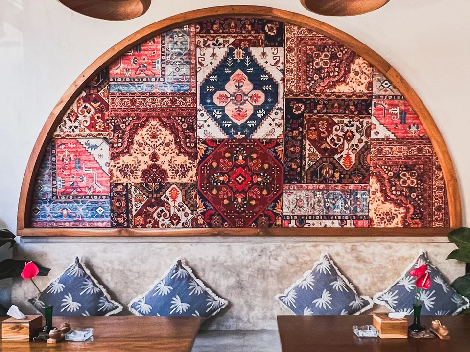 Decorative booth and dining nook at Seminyak