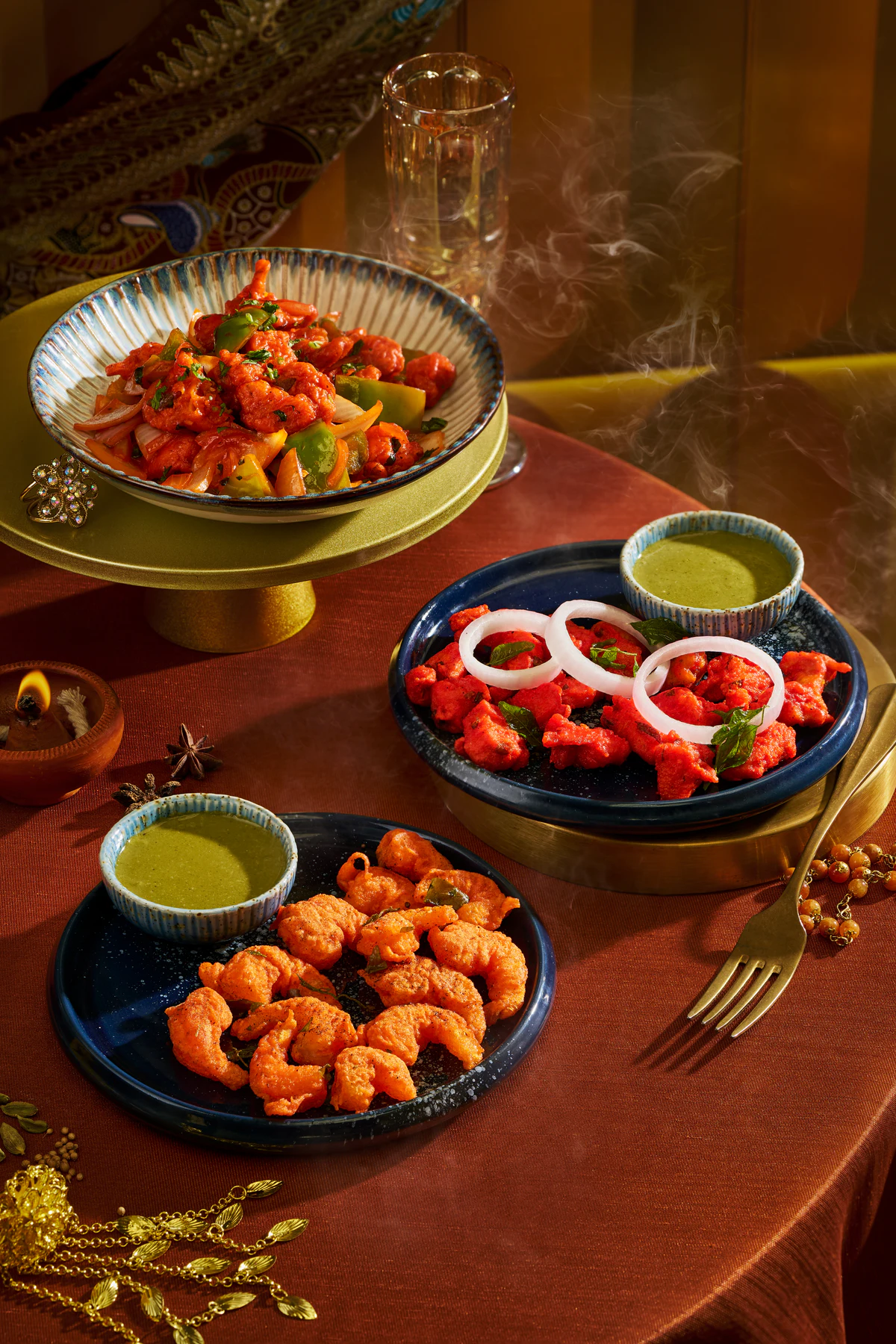 Three Indian starter plates