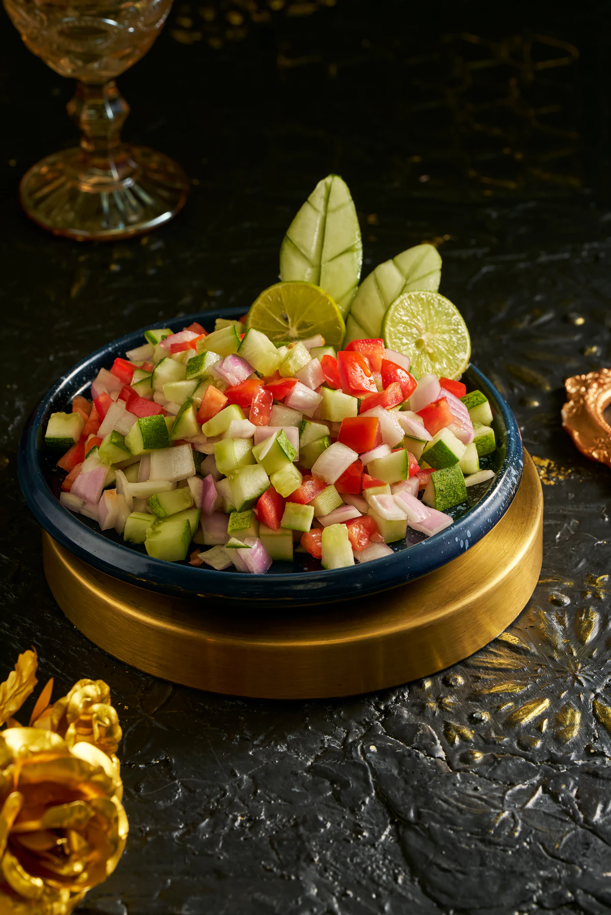 A fresh salad with cucumber and tomato