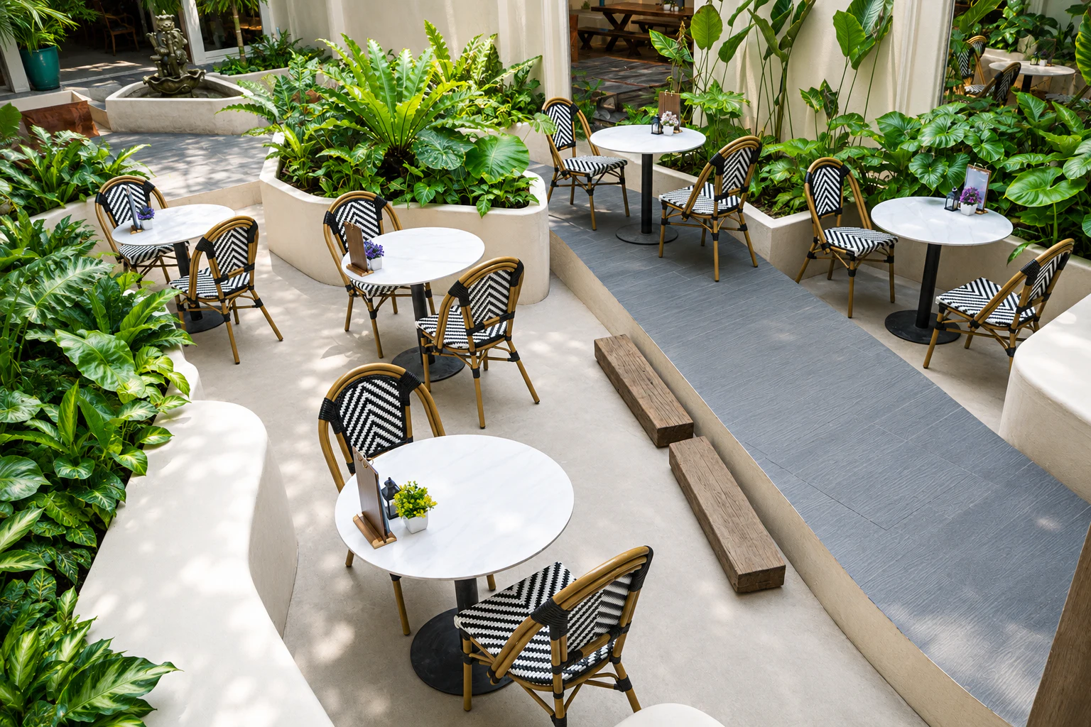 An evening view of the Phuket Old Town courtyard